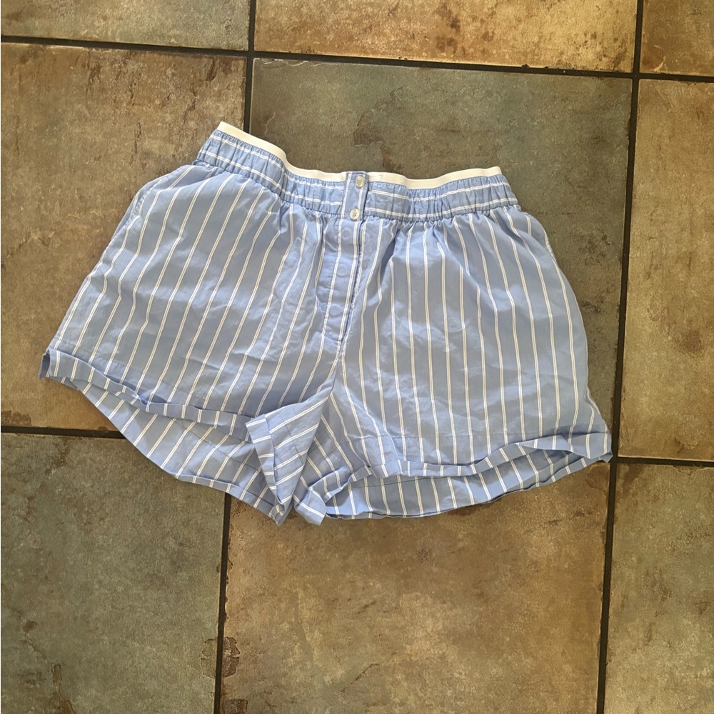 Zara Blue Striped Women's Boxer Style Shorts
